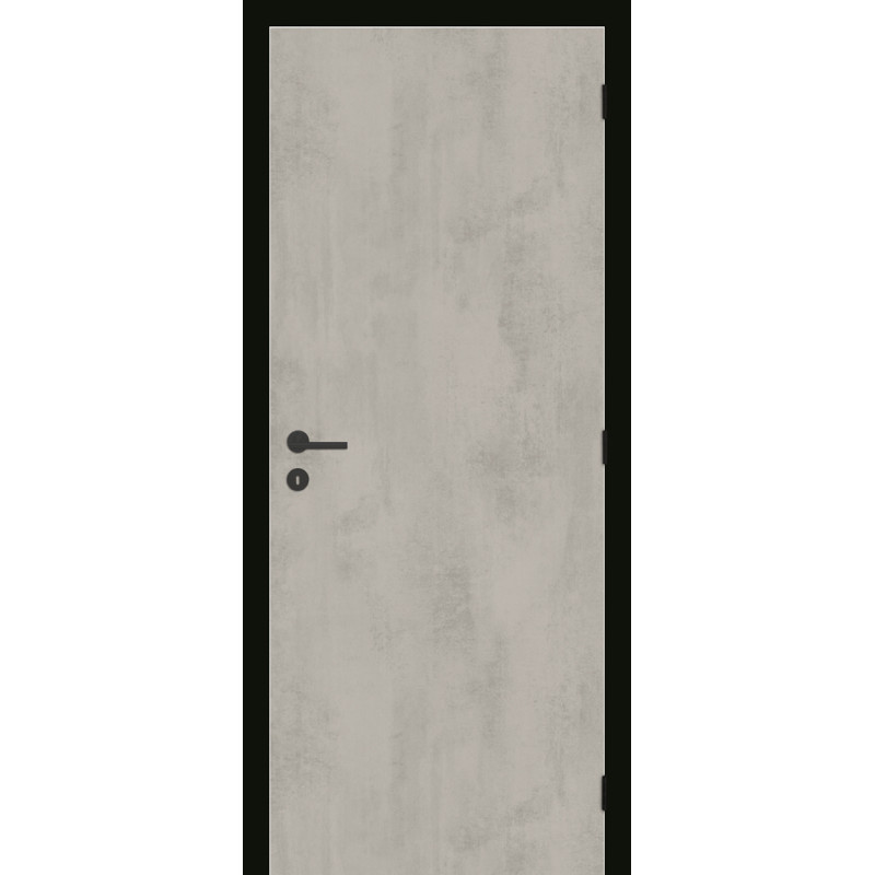 Bloc-porte fini Béton Silver avec huisserie noire 73 x 201,5 cm THYS