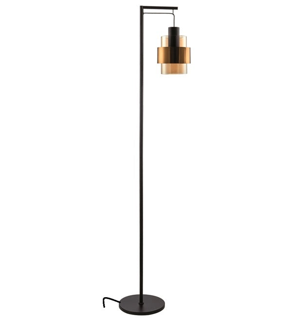 Freelight Freelight Vloerlamp Chiasso Zwart Goud & Amber Glas 1