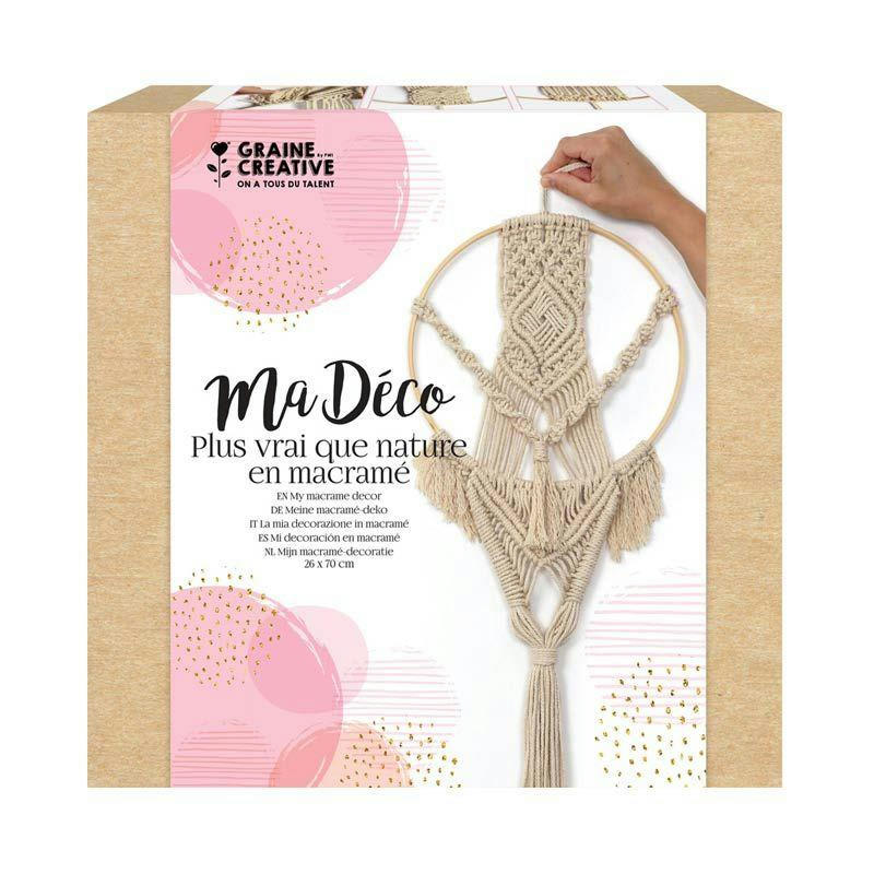 MACARAMÉ - Kit faire son macramé avec suspension cercle en bambou 70x26cm