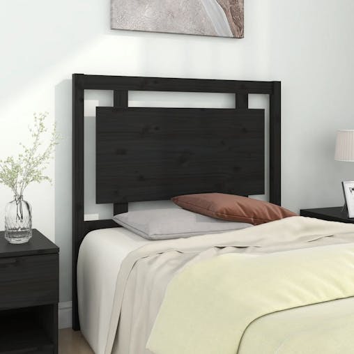 NNEVL Bed Headboard Black 95.5x4x100 cm Solid Wood Pine
