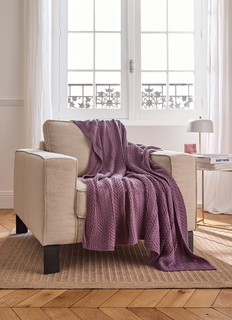 PLAID MAILLE FANTAISIE RYTHM FIGUE