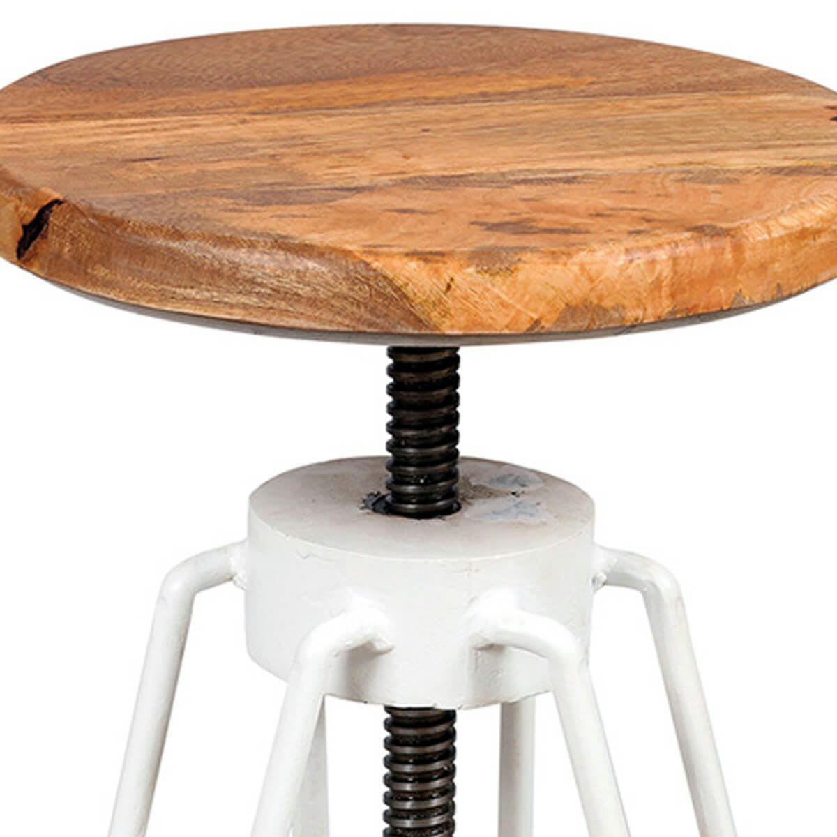 THIBERT - Tabouret  métal blanc et bois massif