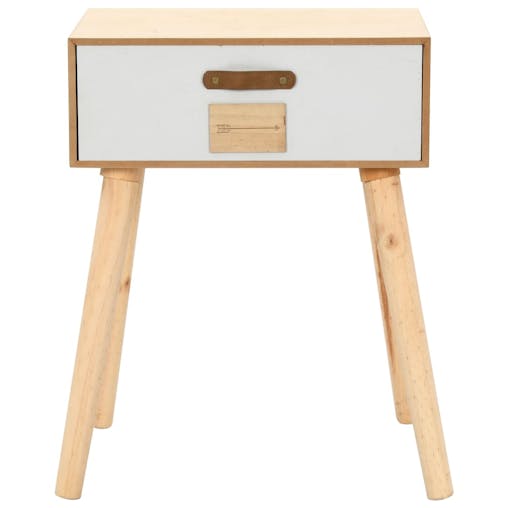 NNEVL Bedside Table with a Drawer 44x30x58.5 cm Solid Pinewood