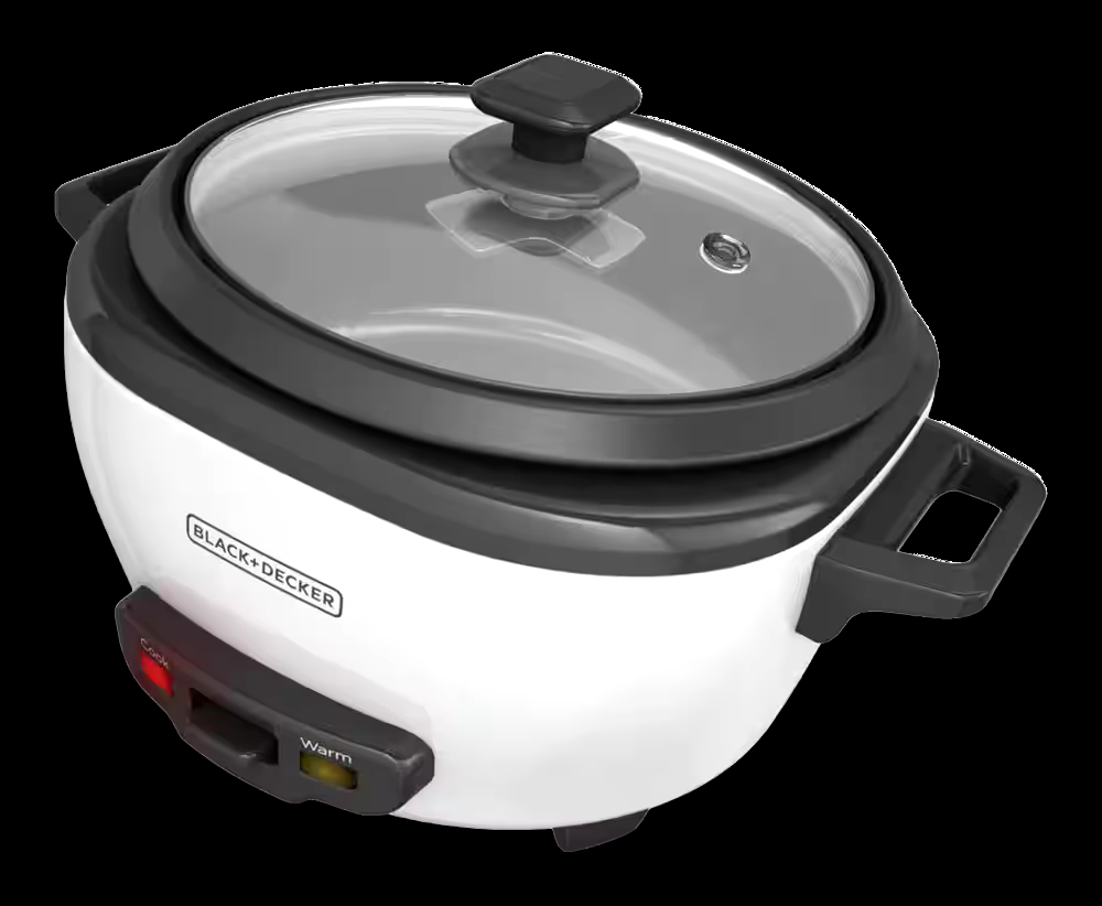 Black & Decker Non-Stick Rice Cooker & Steamer White, 6 Cups