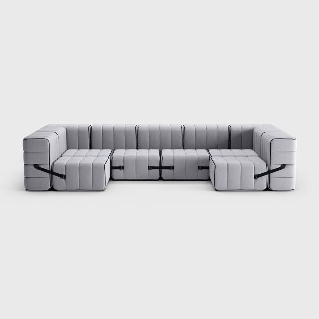 Curt-Set 15 - e.g. Flexibele U-vormige bank - Jet - 9803 (Grijs)