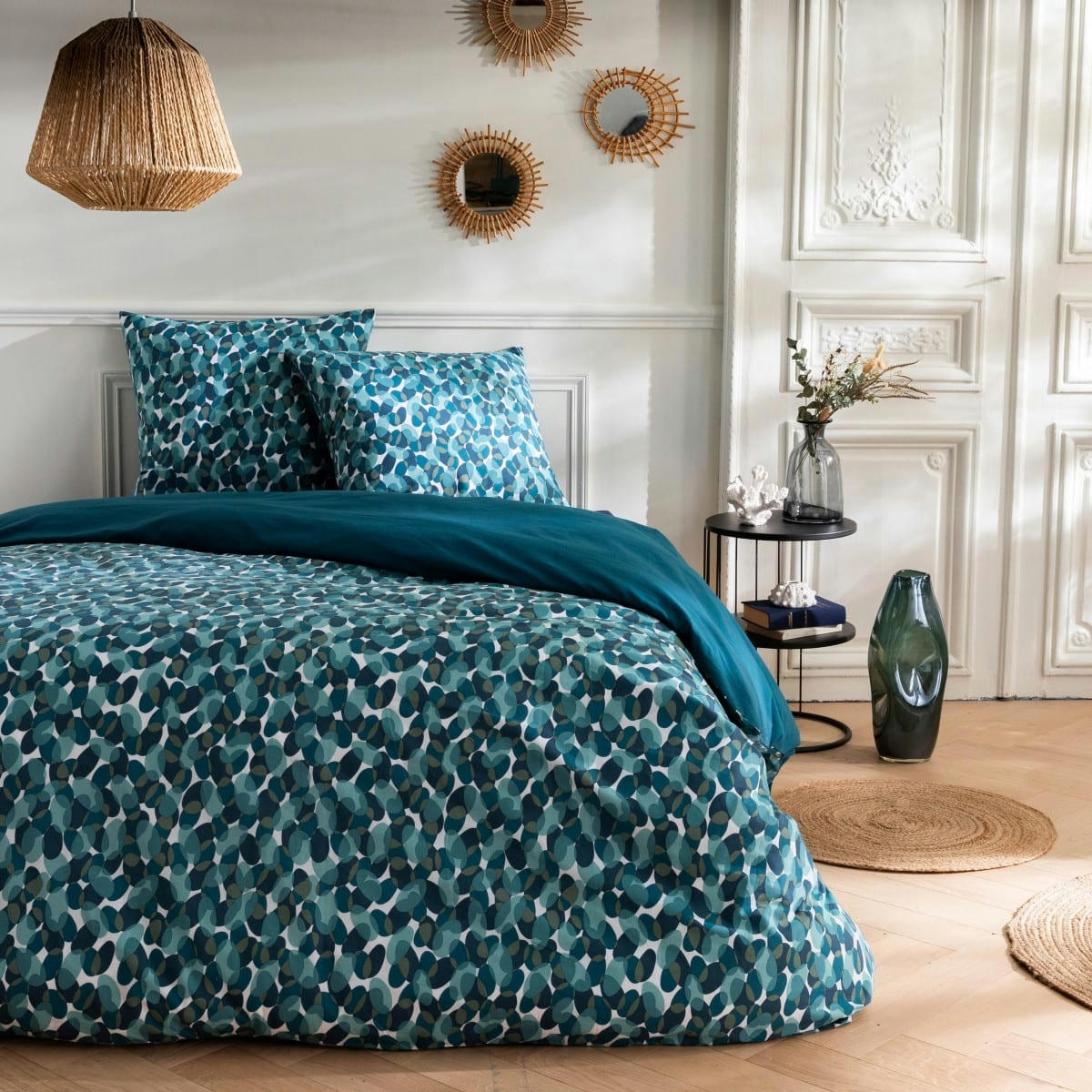 NELLY - Parure de lit 2 personnes coton  imprimé canard 260x240cm