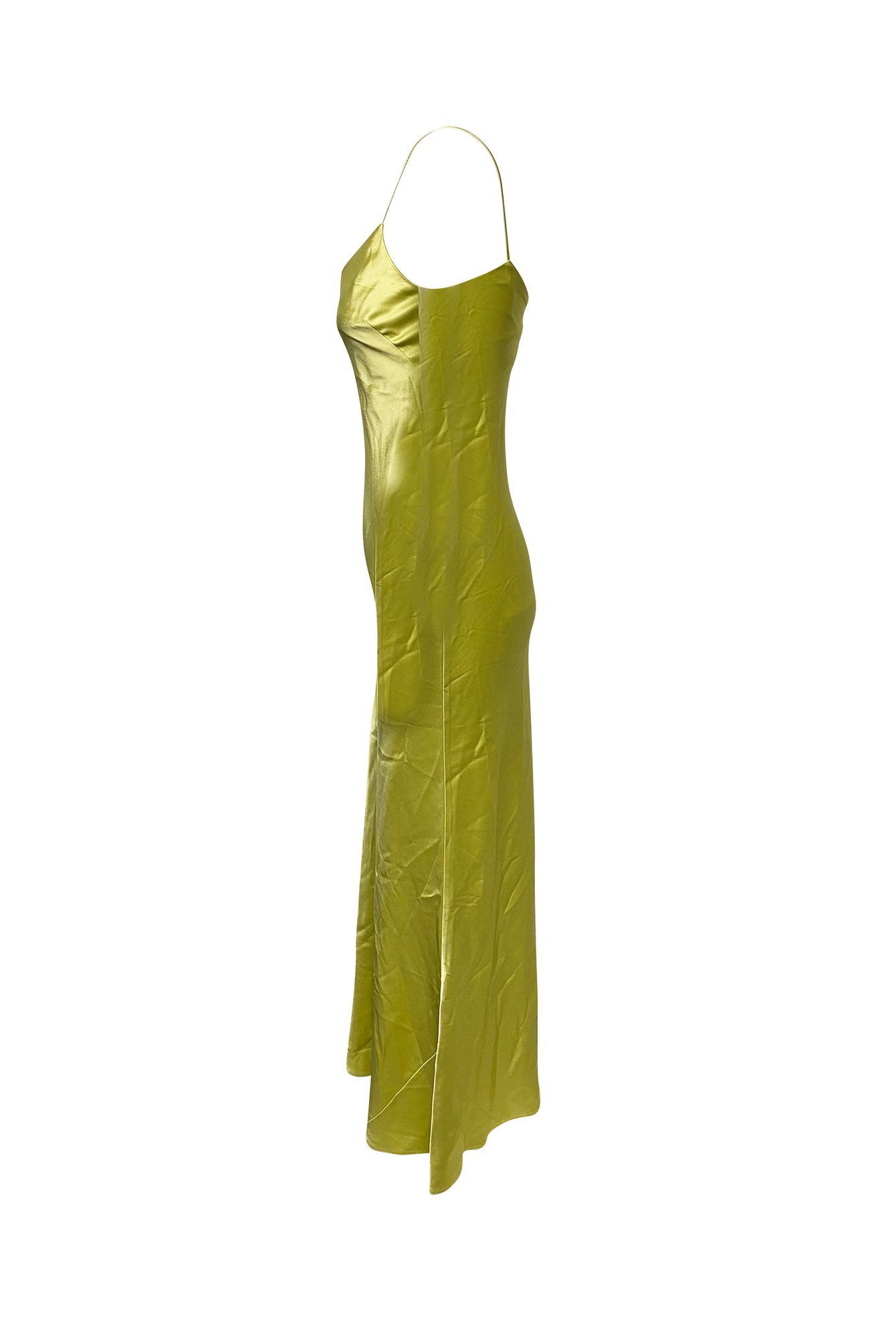 Galvan Preloved London V-neck Slip Dress in Green Triacetate