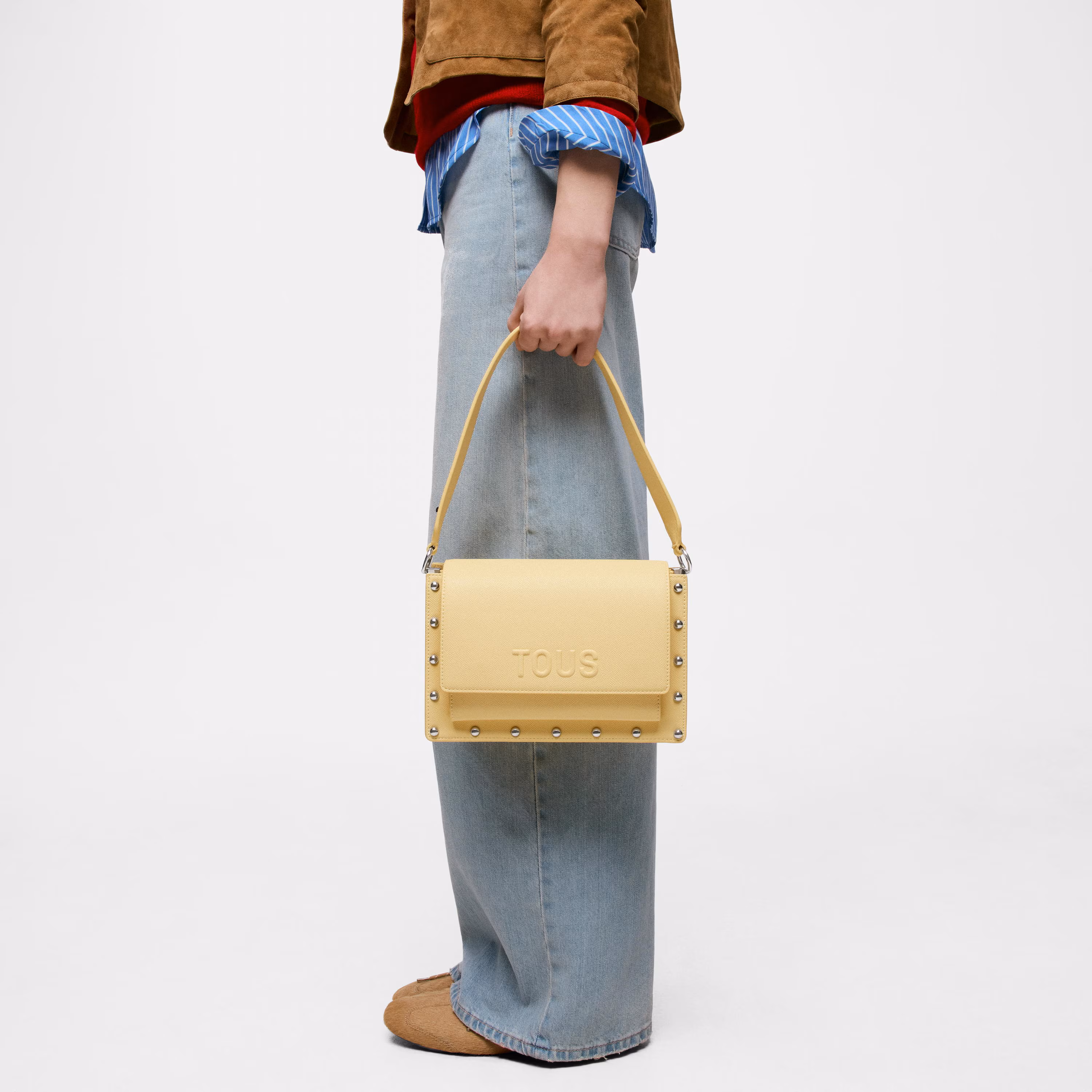 Bandolera mediana amarillo Audree Studs