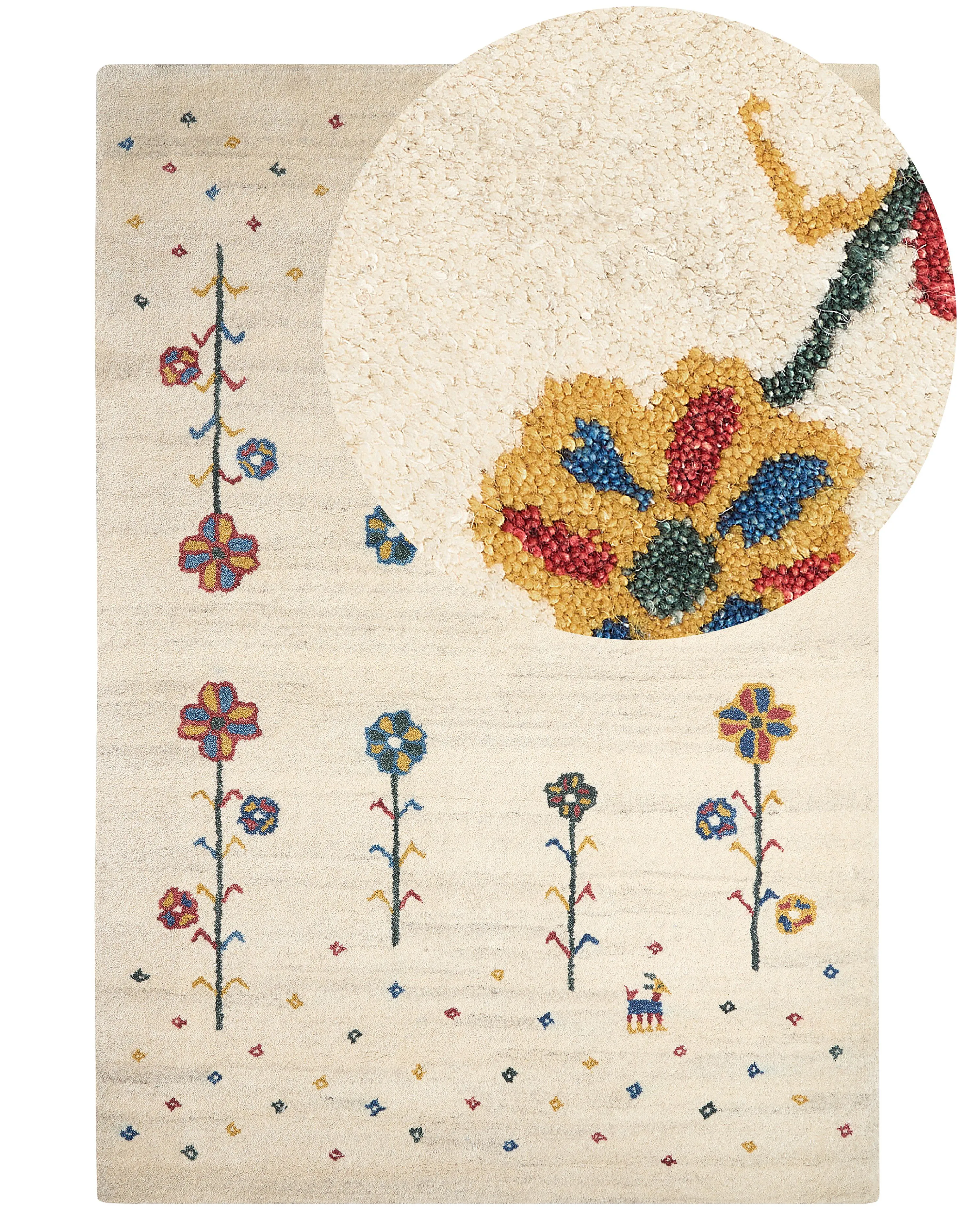 Rug HUSUNLU Beige 140 x 200 cm Wool Gabbeh