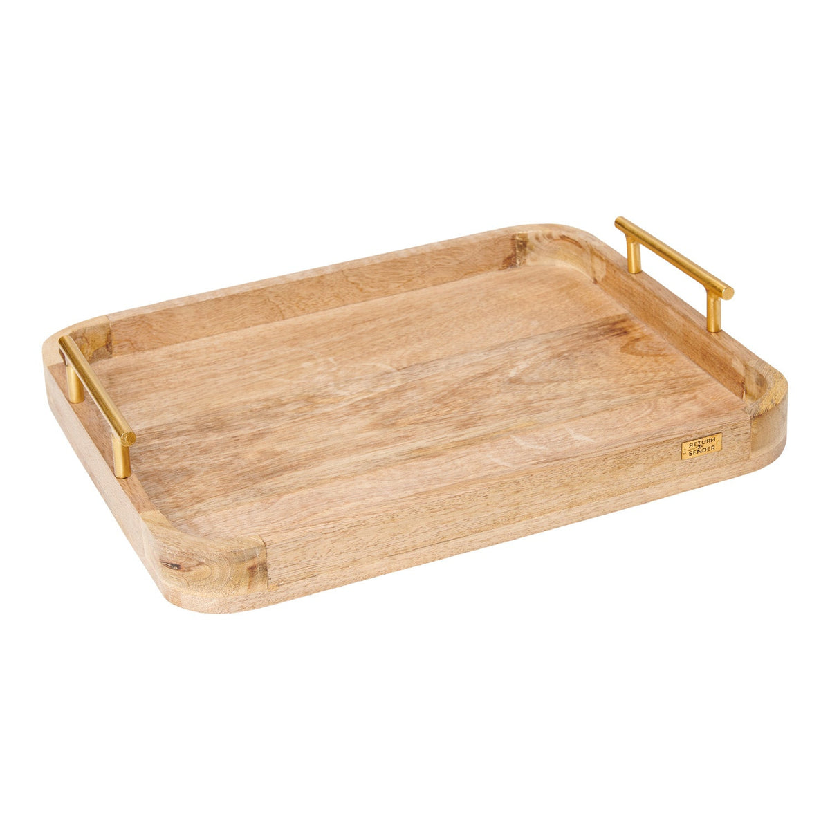 Return to Sender Dienblad 28 x 35 cm mangohout met messing handvatten