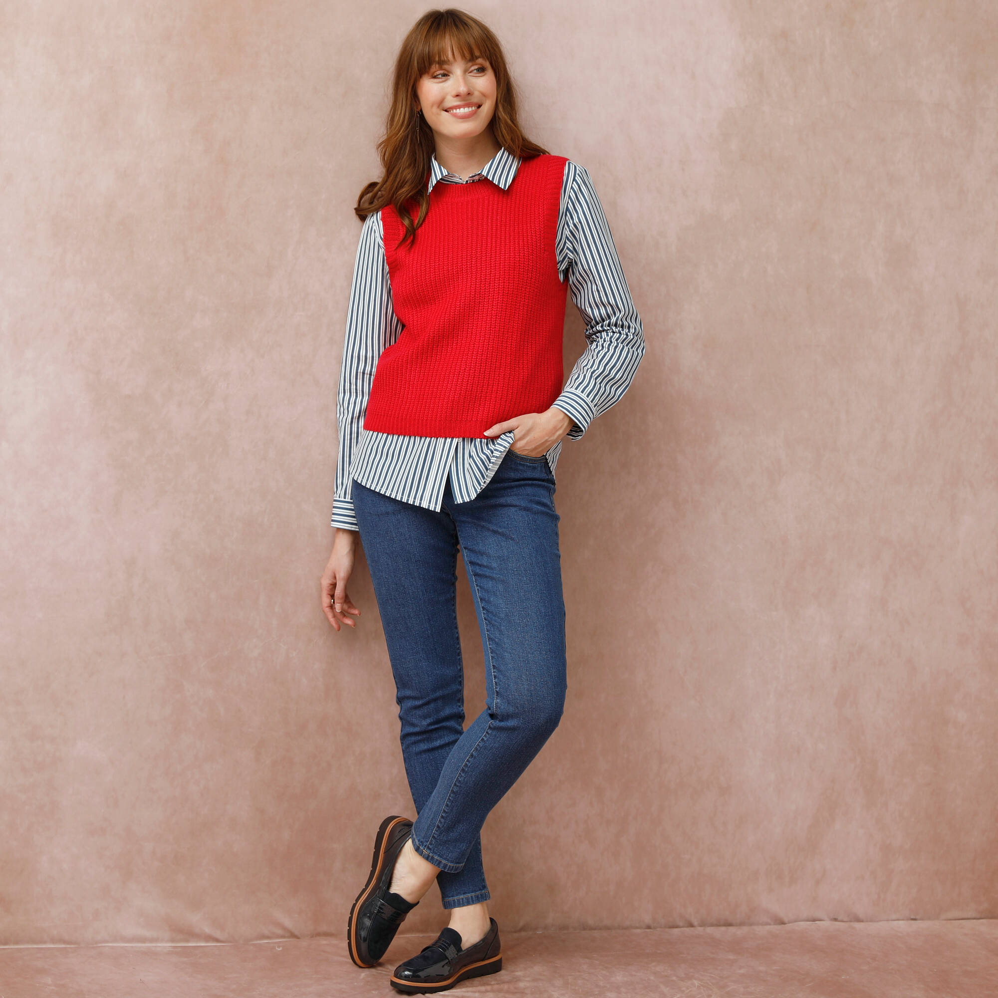Pull col rond sans manches
