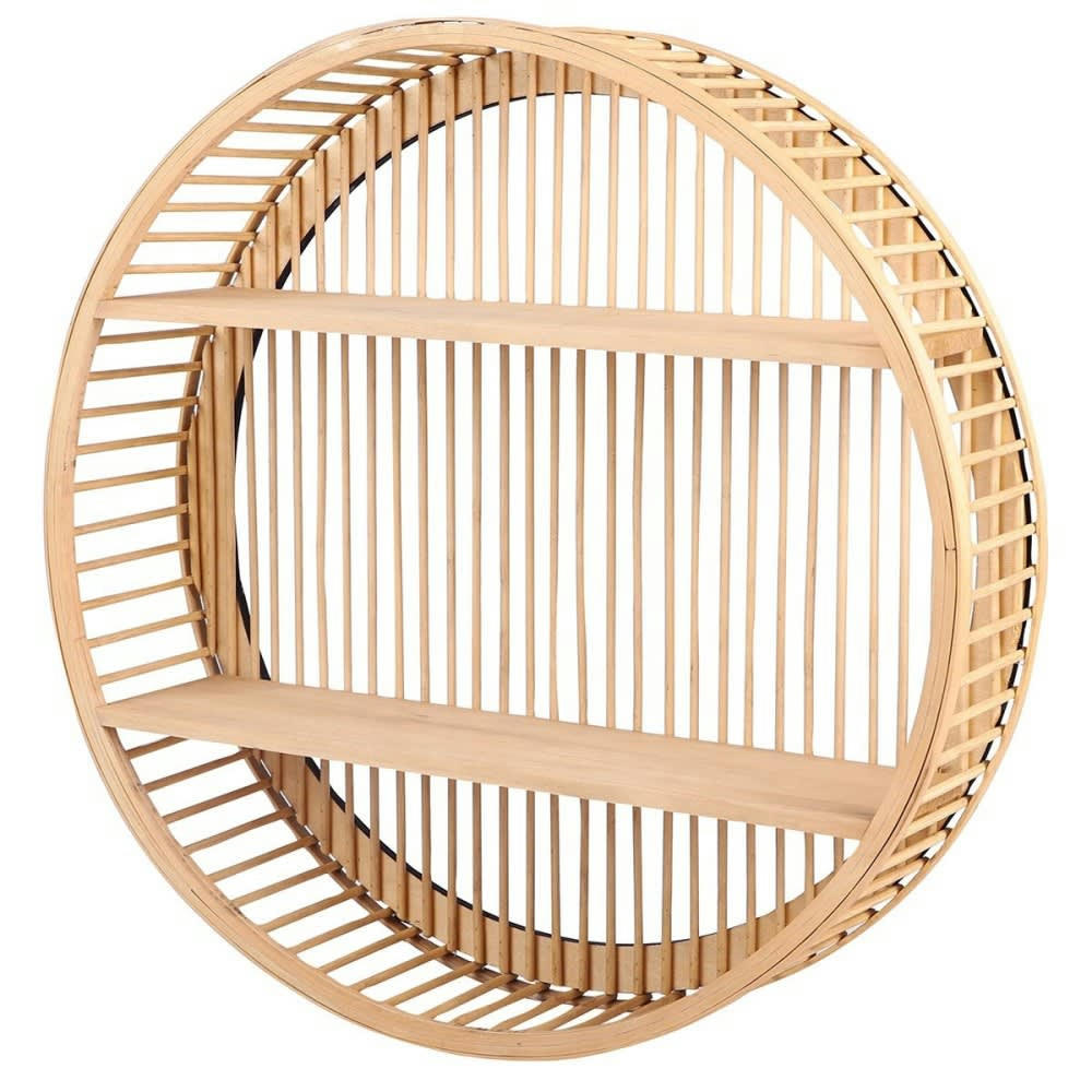 - Étagère design rond bambou 2 niveaux D50cm