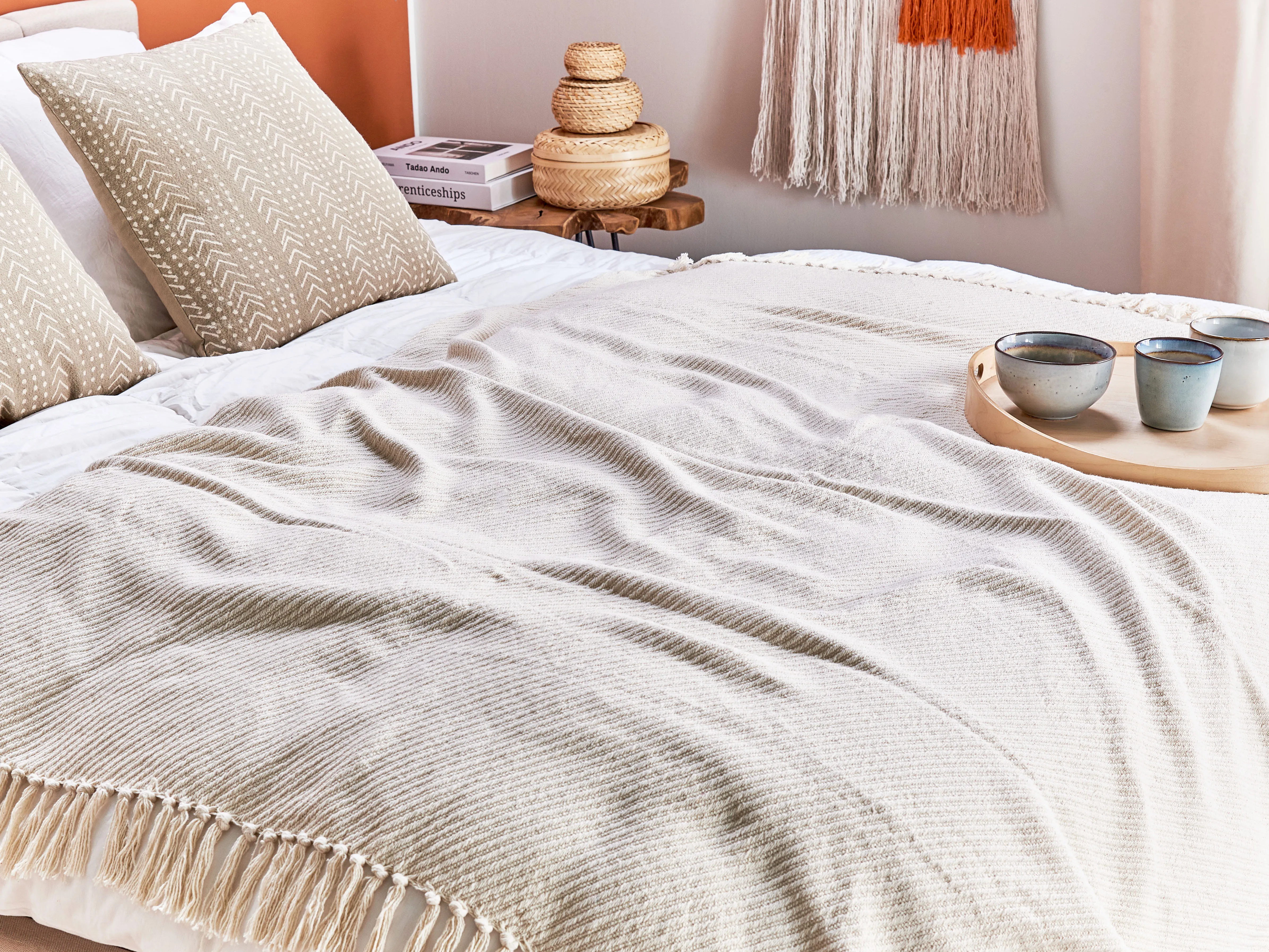 Blanket YARSA Cotton 125 x 150 cm Beige