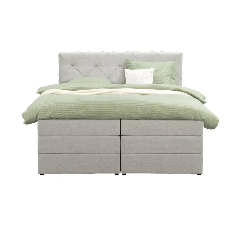 Boxspring met opbergruimte Liv geruit - ecru - 180x200 cm