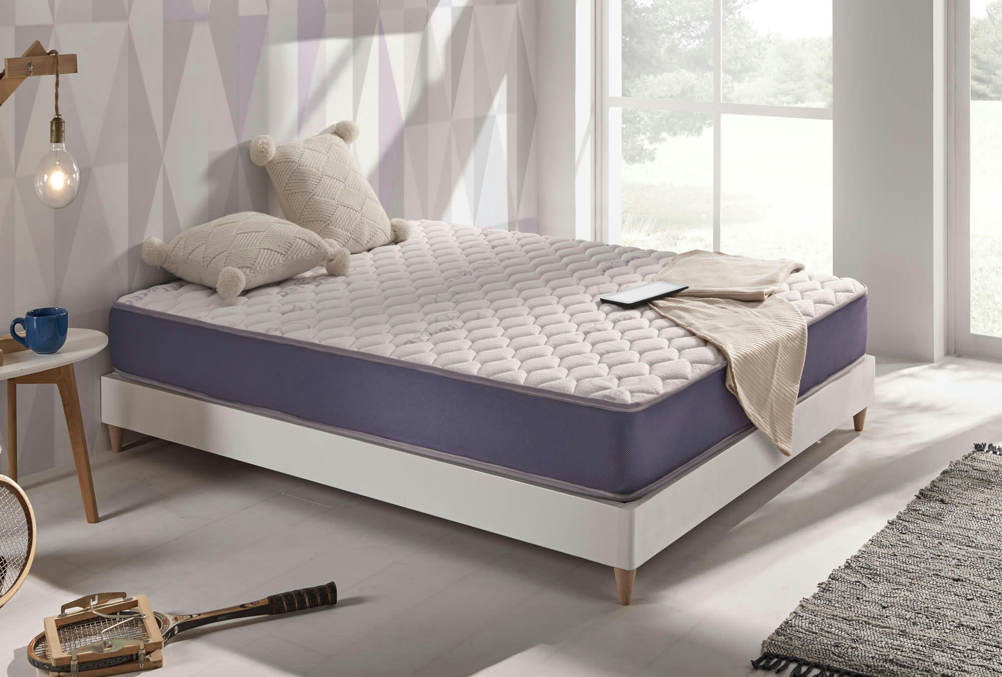 GELTECH 17 - Matelas 140 x 200 cm - Soutien Blue Latex, Mousse HR, 18 cm