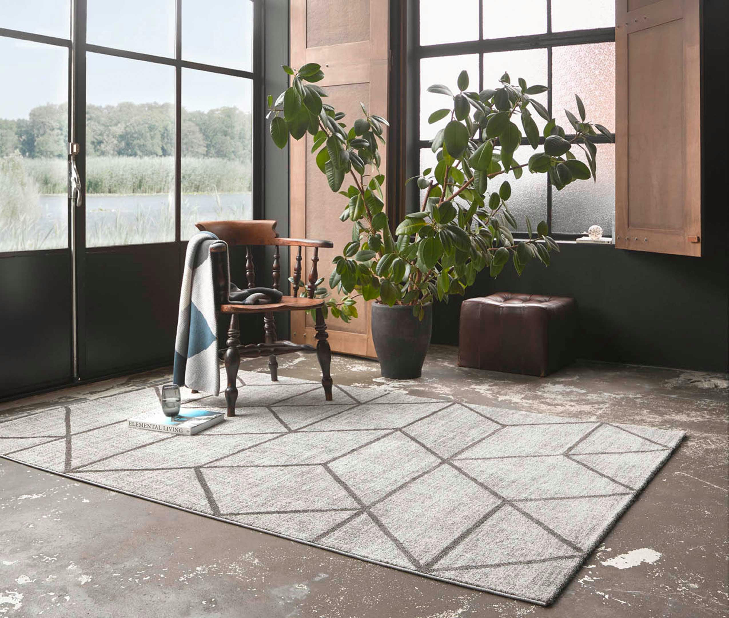 BOSSA LOUNGE - Tapis graphique motif brun gris beige chiné 225x160