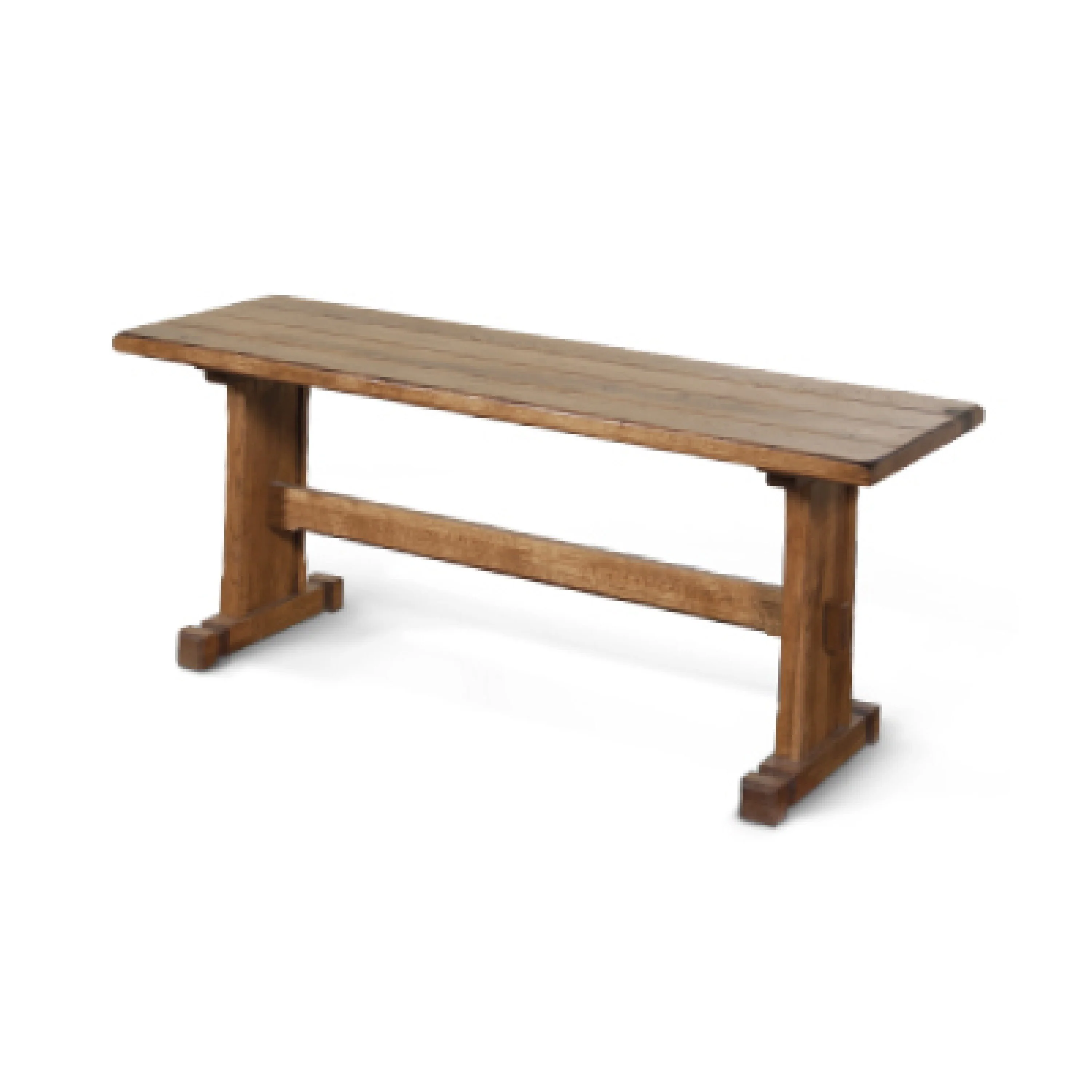 Marv Dining Bench, Trestle Base, Light Brown Mindi Wood 46 Inch