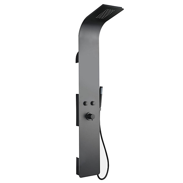 Colonne de douche mécanique avec pommeau   douchette   flexible noir Essebagno Esseflat