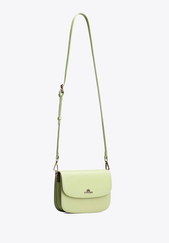 Damska crossbody ze skóry naturalnej pistacjowa