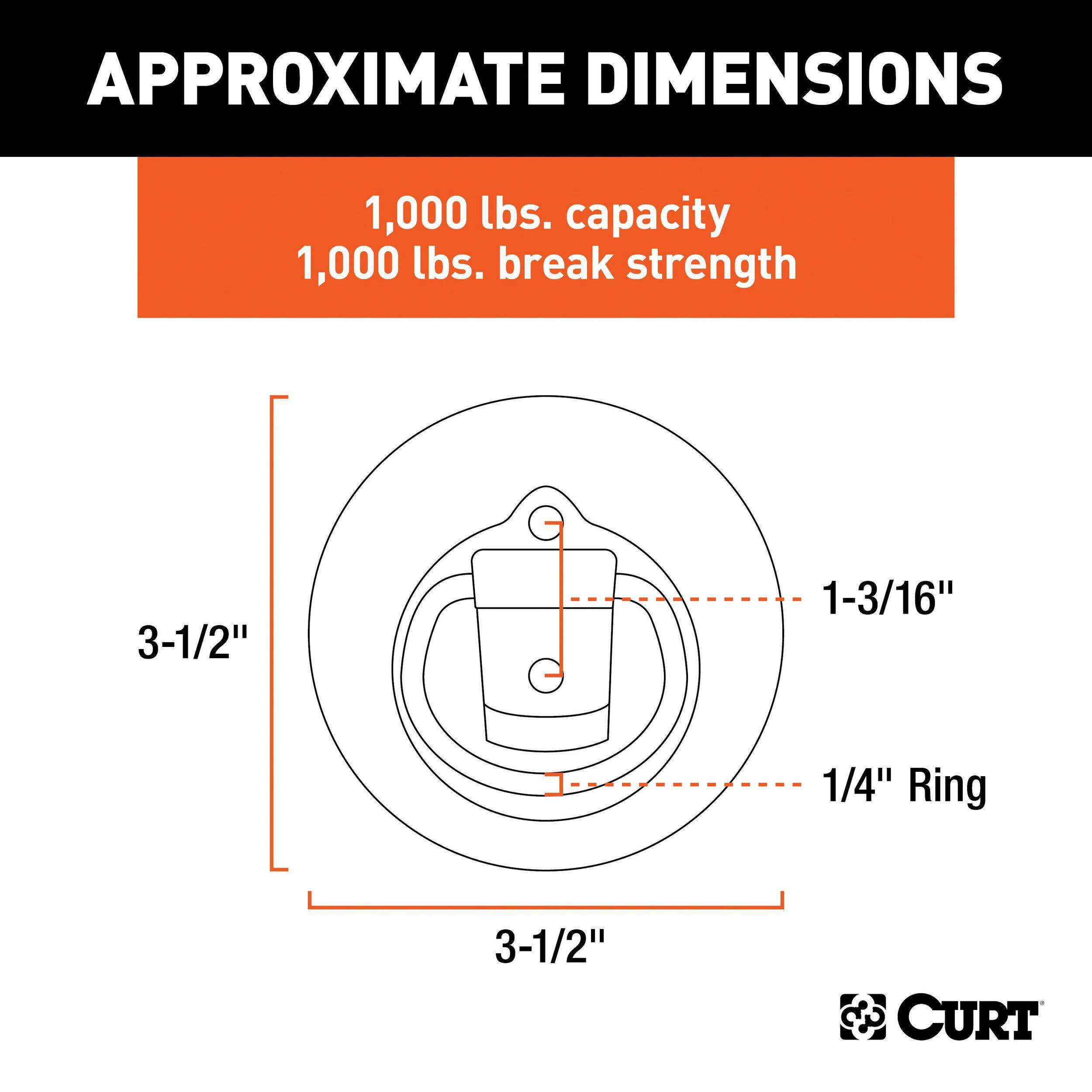 CURT 1-1/8-in x 1-5/8-in Recessed Tie-Down Ring (1000-lb, Clear Zinc)
