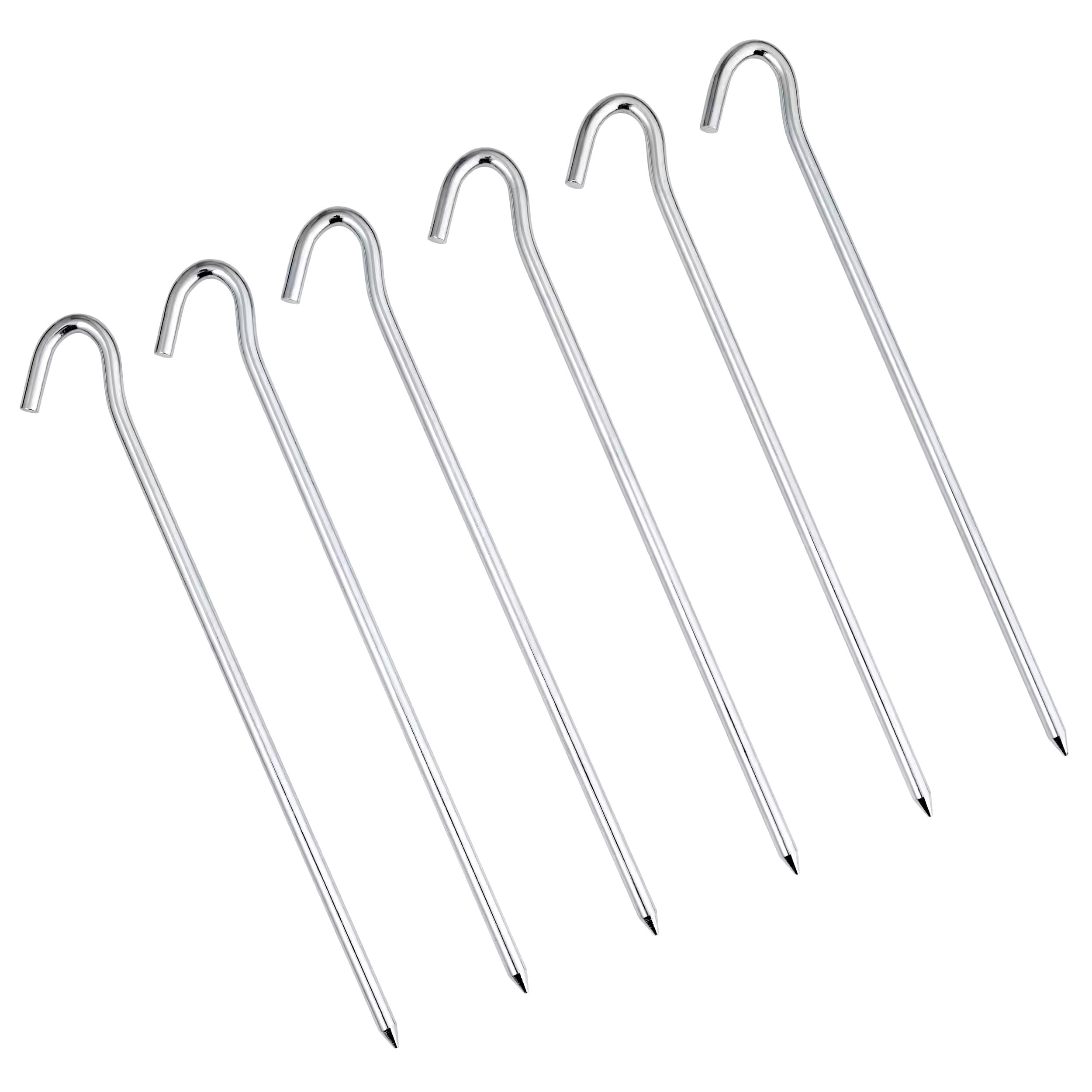 Woods Steel Hook-Top Tent Pegs/Stakes For Small Camping Tents & Tarps, 8-in, 6-pk