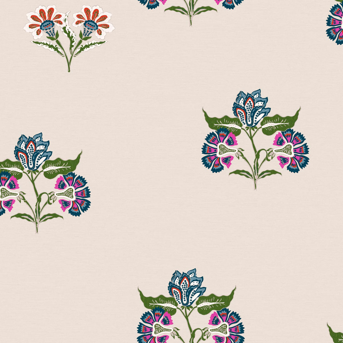 Joules Vliesbehang - Indienne Block Print Dawn - Grijs - 10mx52cm
