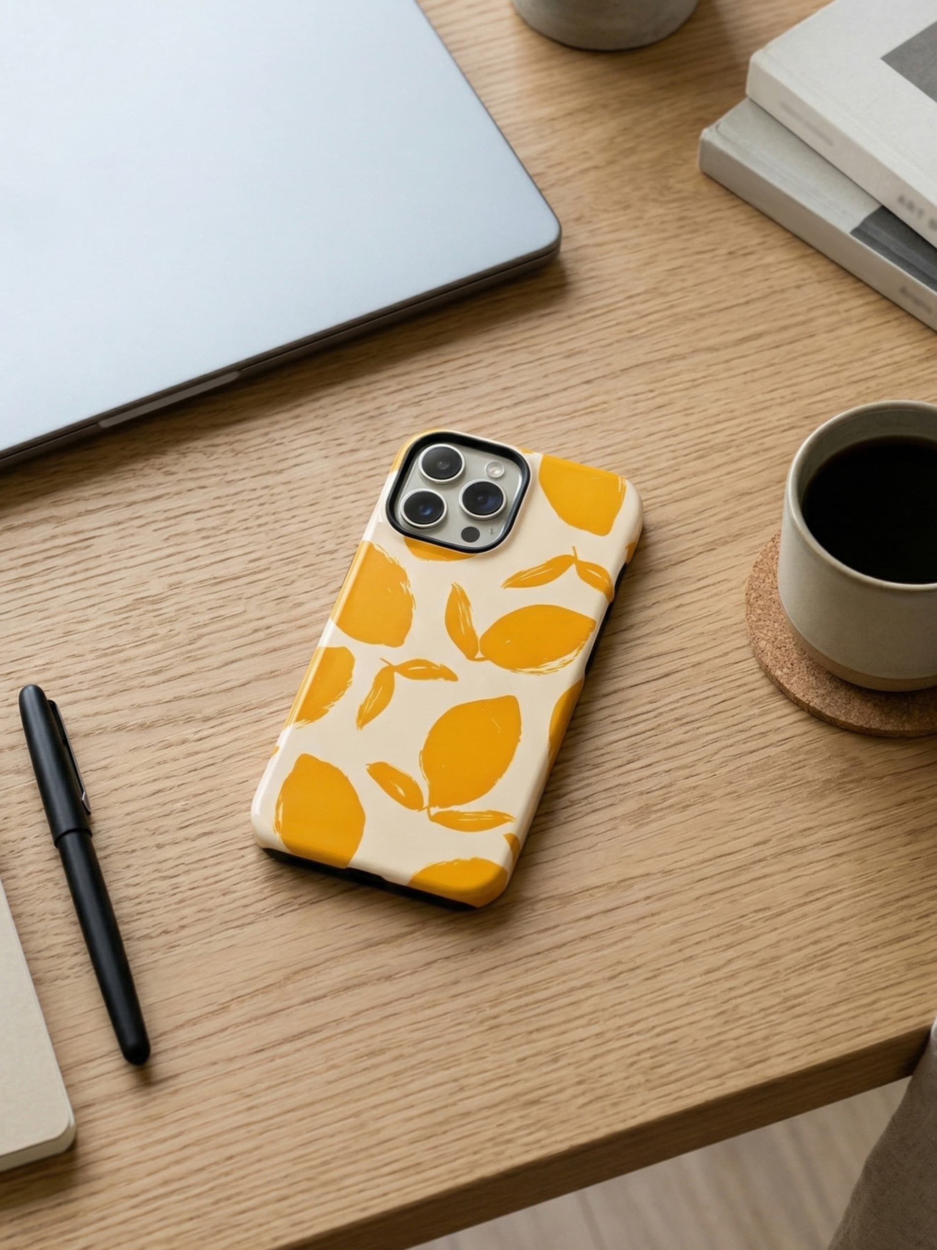 Etui na iPhone 13/14/15/15 Pro/16/16 Pro z motywem cytryn