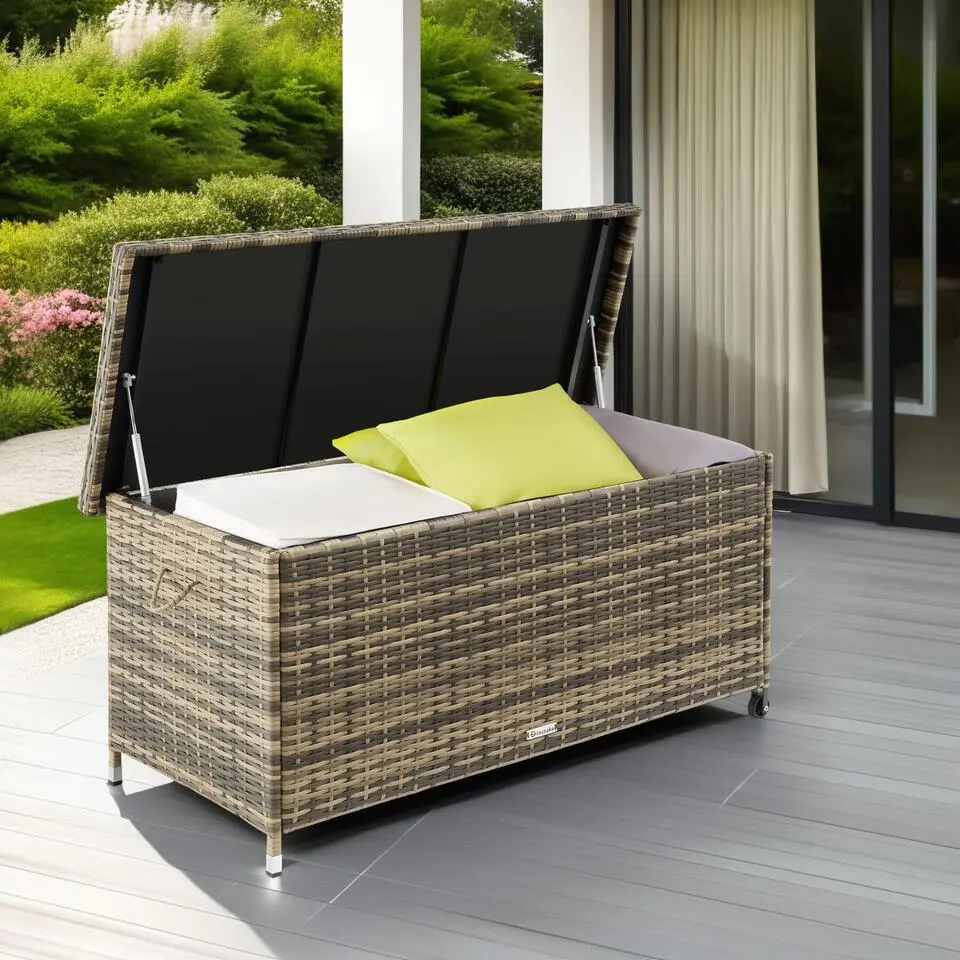 tectake - Wicker opbergbox Kiruna met kunststof gaas, 120x55x61,5cm, 270l