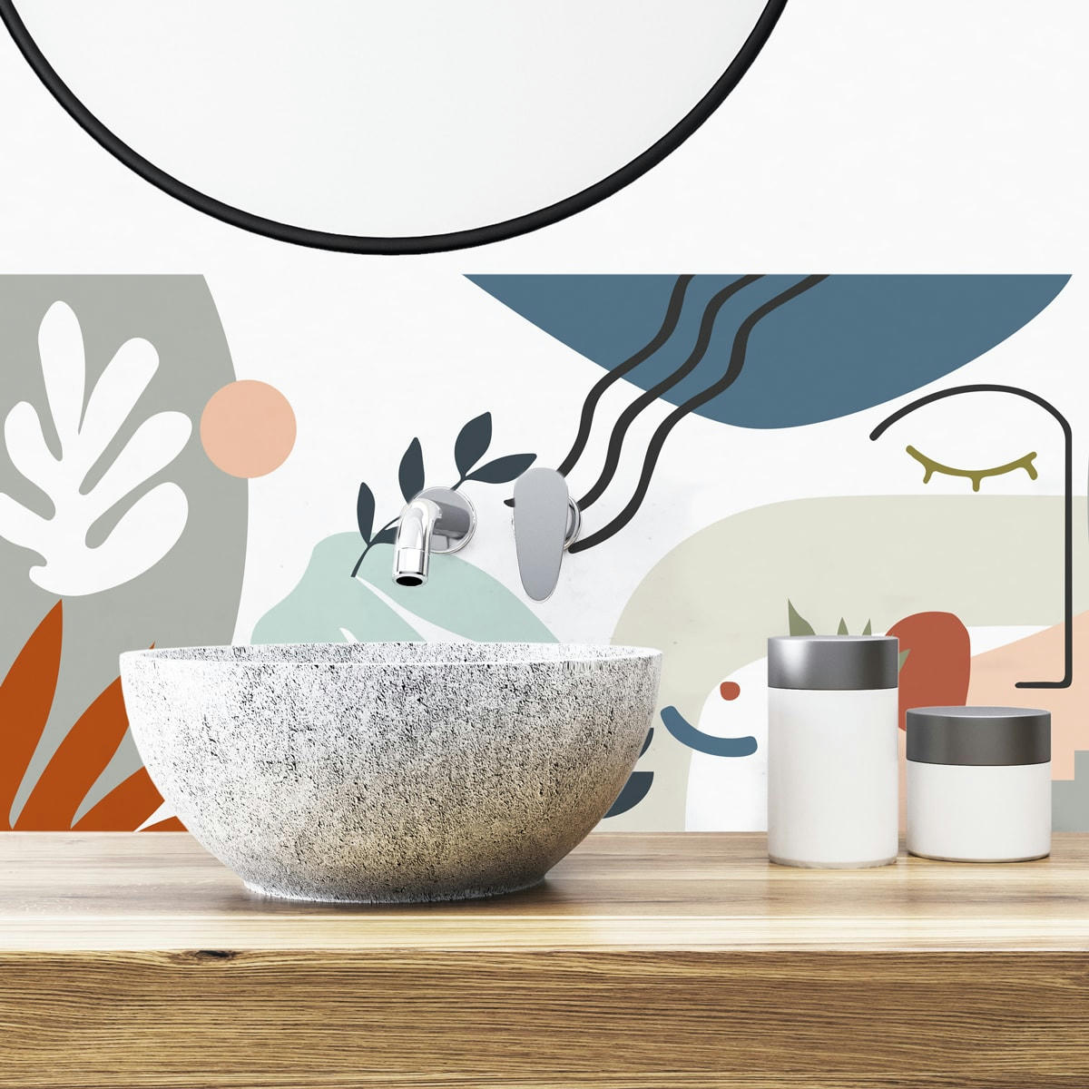 FACE - Bandeau PVC lot de 2 : L 70cmxH 30cm Multicolore Graphique Abstrait