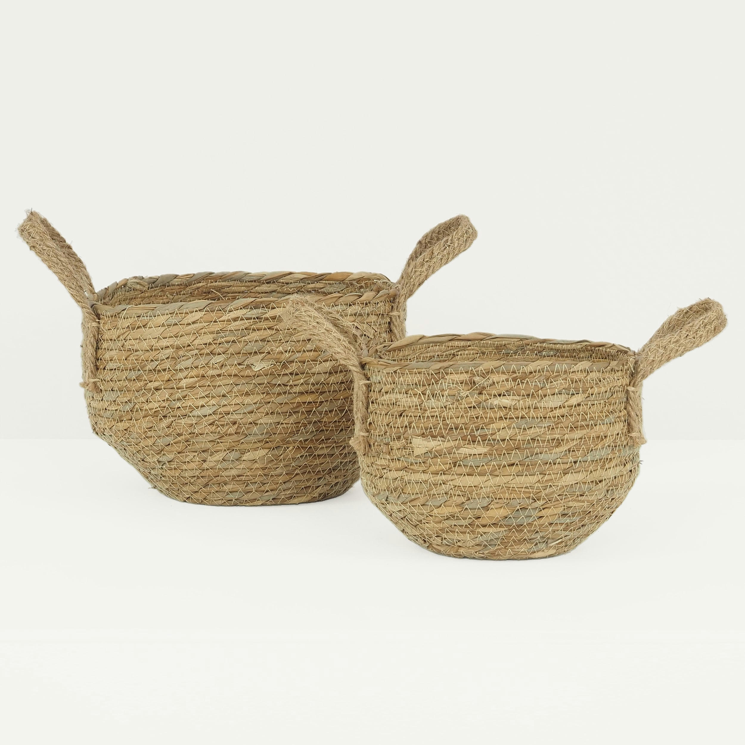 - Cache-pots en jonc tressé 25cm lot de 2