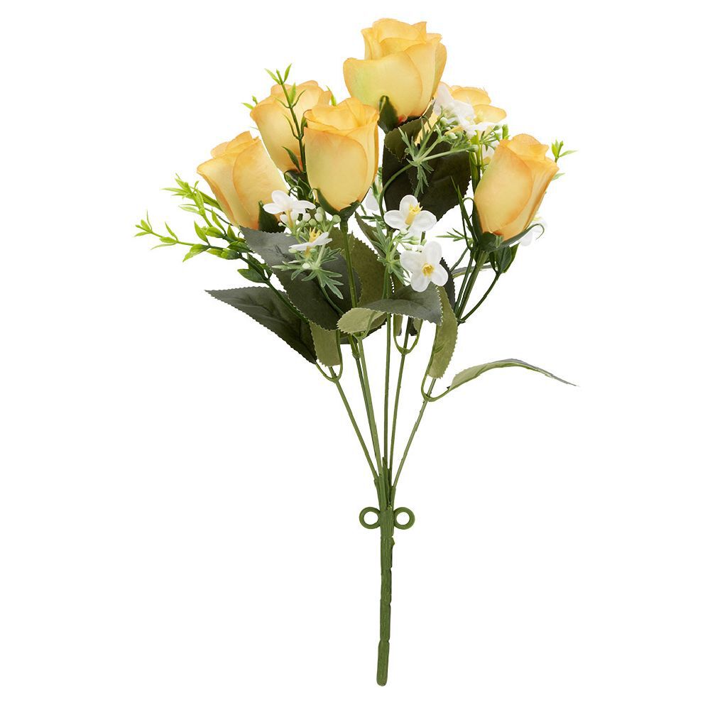 Piquet de boutons de Roses - Fleur artificielle orange jaune