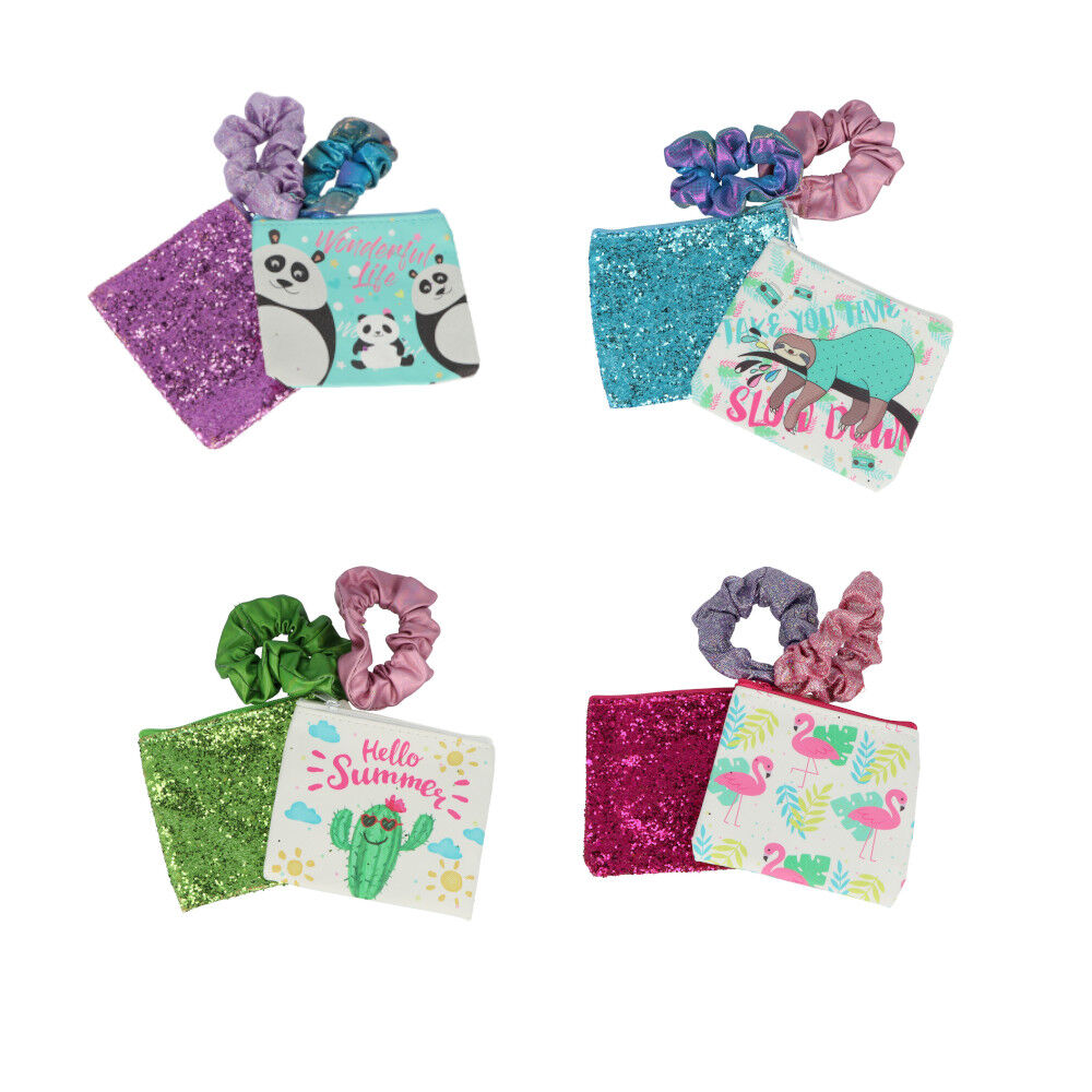 Pochette à cosmétique x2   élastique assorti x2