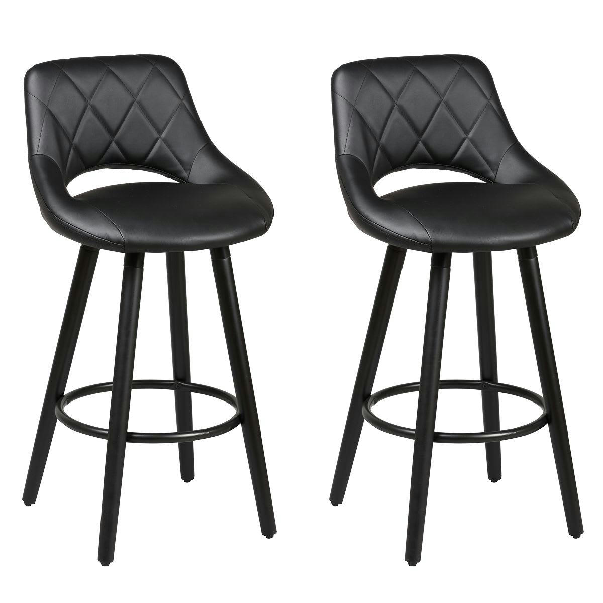 NIELS - Lot  de 2 tabourets noir