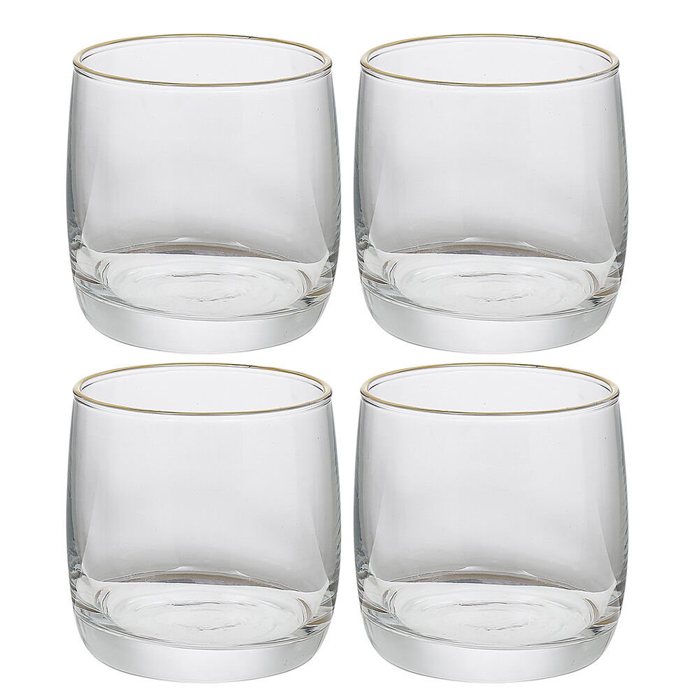 Gobelet en verre transparent avec liseré doré x4