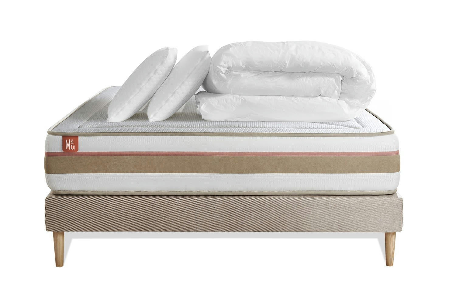 LE TENDRE - Pack matelas sommier kit 200x200 oreiller couette
