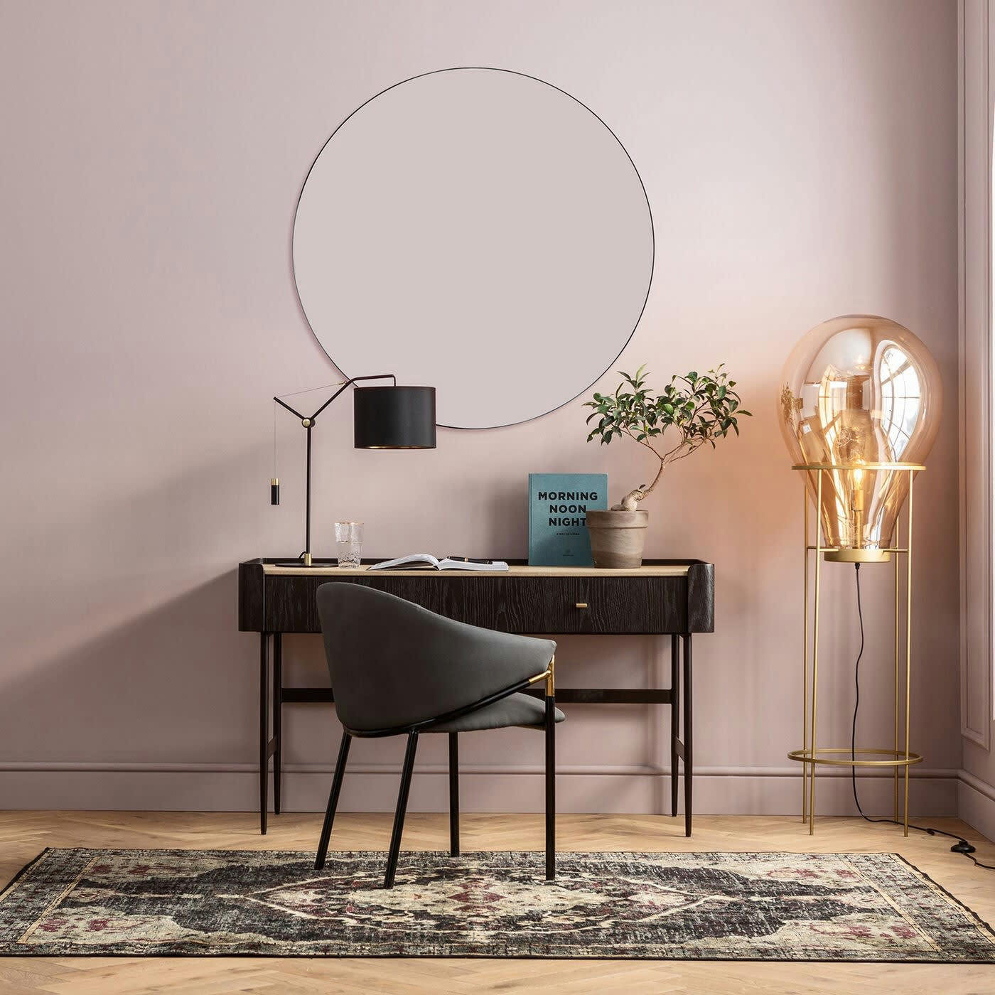 MILANO - Bureau 2 tiroirs en peuplier et chêne brun