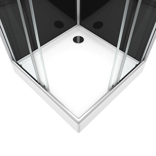 Cabine de douche carrée 80x80x195 - Portes coulissantes en verre trempé 5mm - SQUARY BLACK 2