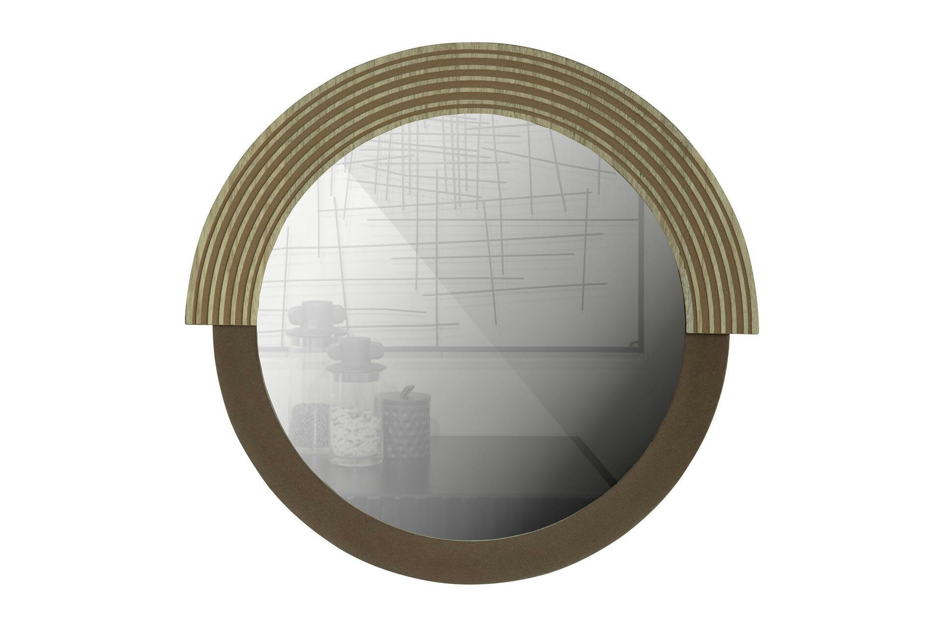 HAILEY - Grand miroir rond beige D60