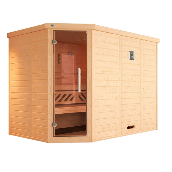 Massivholzsauna »KEMI«, BxHxT: 245 cm x 200 cm x 195 cm
