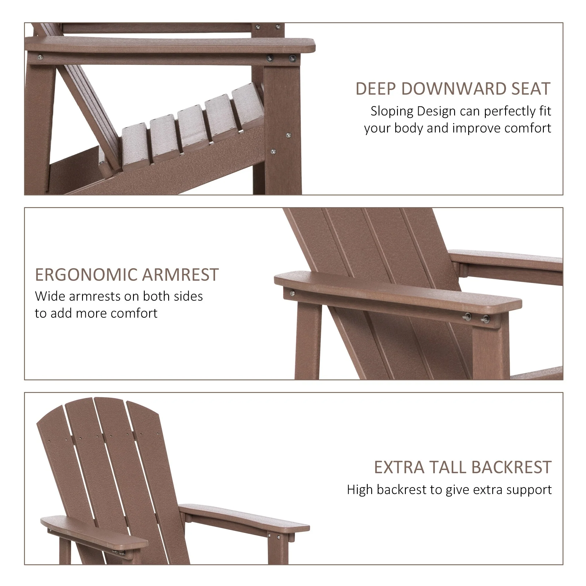 Adirondack Chair, Faux Wood Patio & Fire Pit Chair, Weather Resistant Hdpe For Deck, Outside Garden, Porch, Backyard