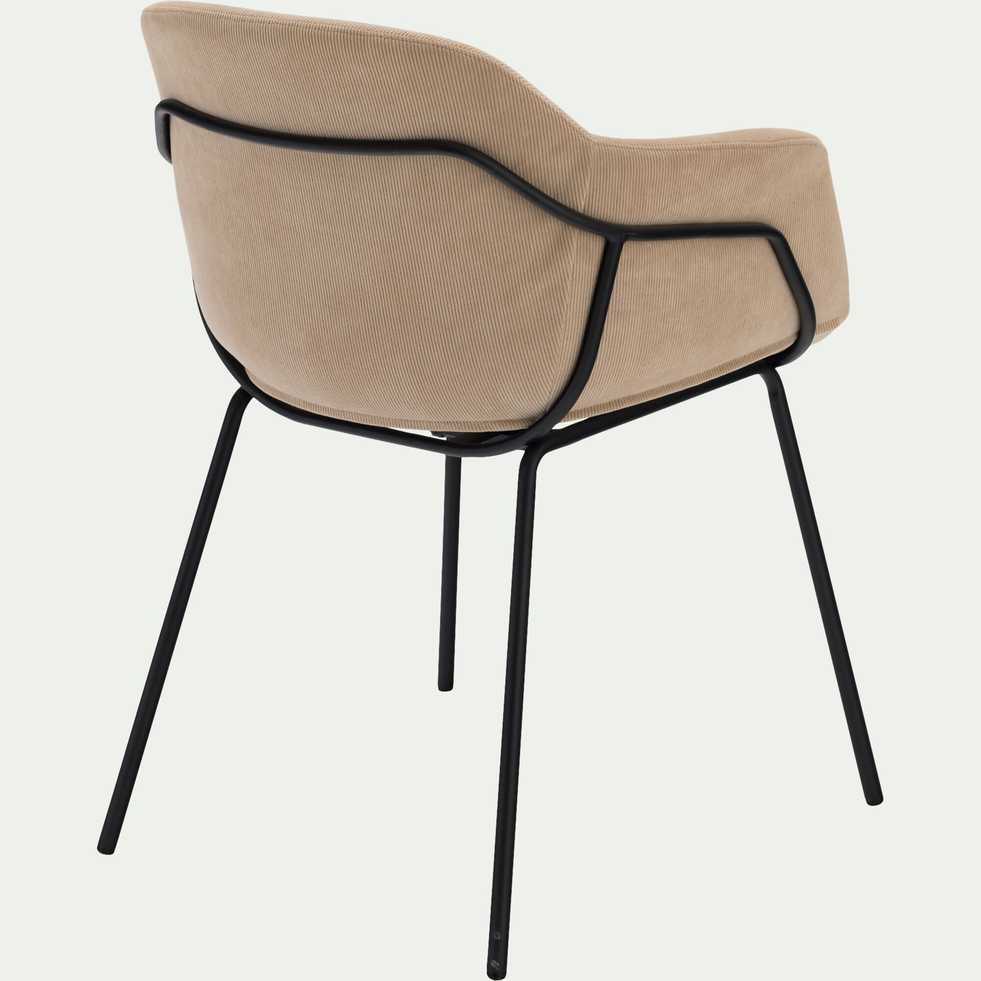 CHLOE - Chaise en velours côtelé avec accoudoirs - beige