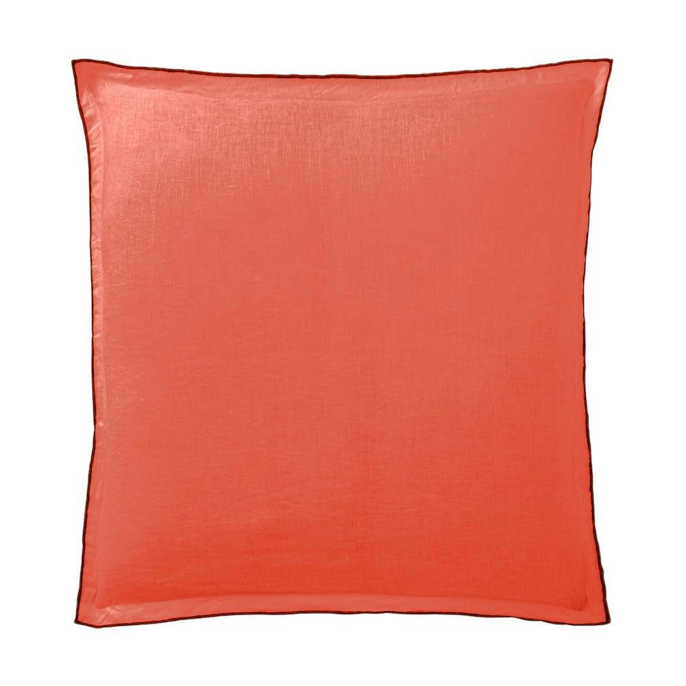 - 2 taies d'oreiller carrées en lin français - lin lavé orange 65x65 cm
