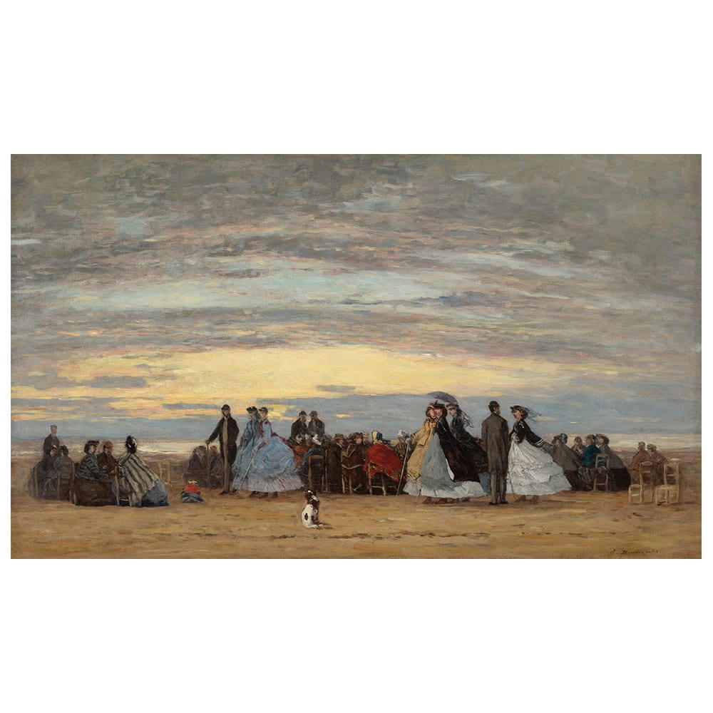 - Tableau la plage à Villerville Eugène Boudin 60x100cm