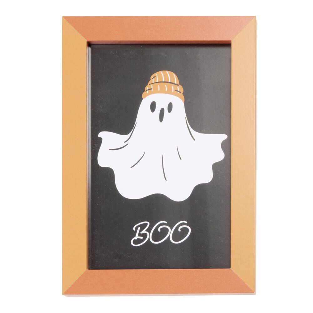 Cadre photo Halloween fantôme mignon verre et bois marron 11,7xH16,7cm