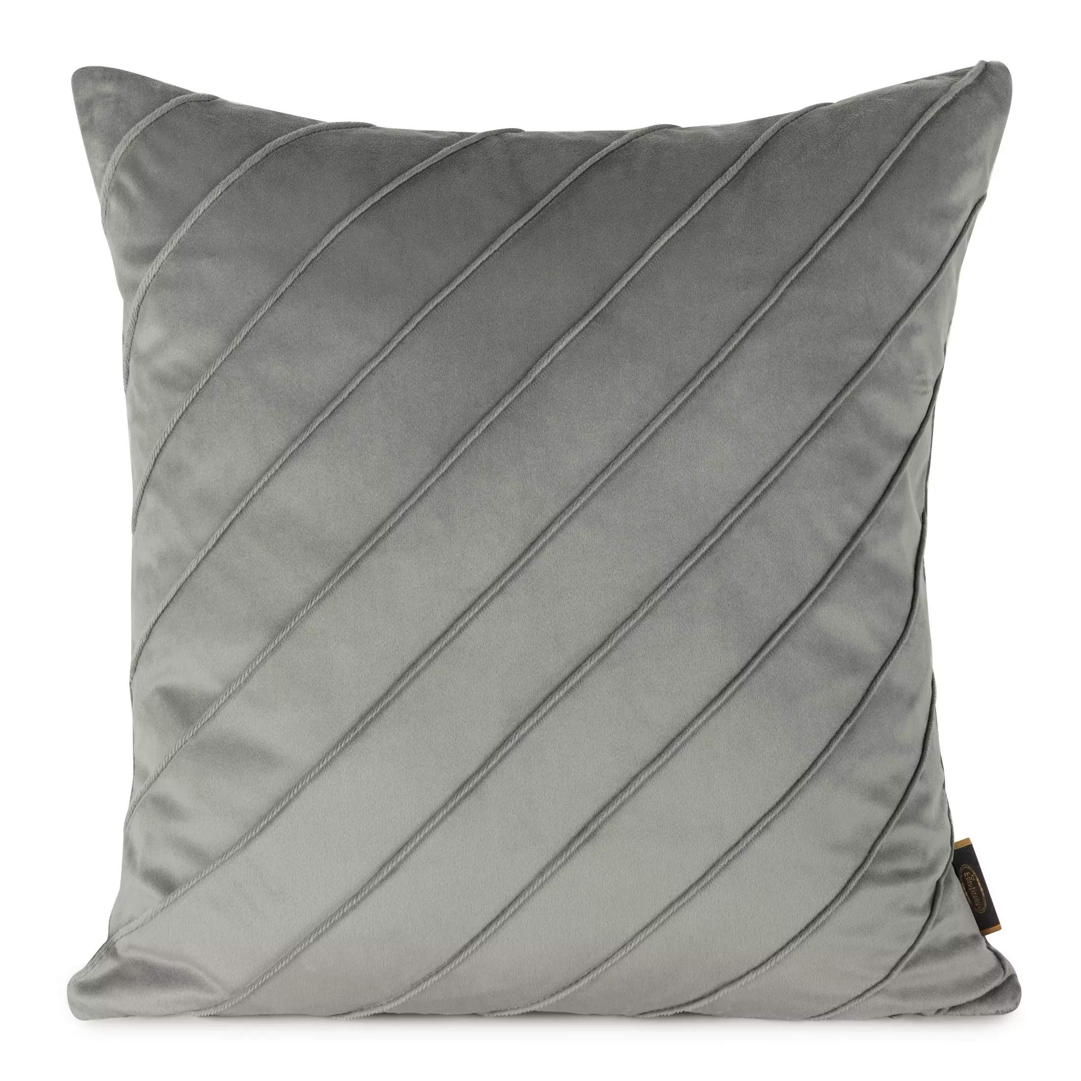 Poszewka na poduszkę 45x45 cm welwetowa srebrna z geometrycznym przeszywanym wzorem NALA Eurofirany Premium