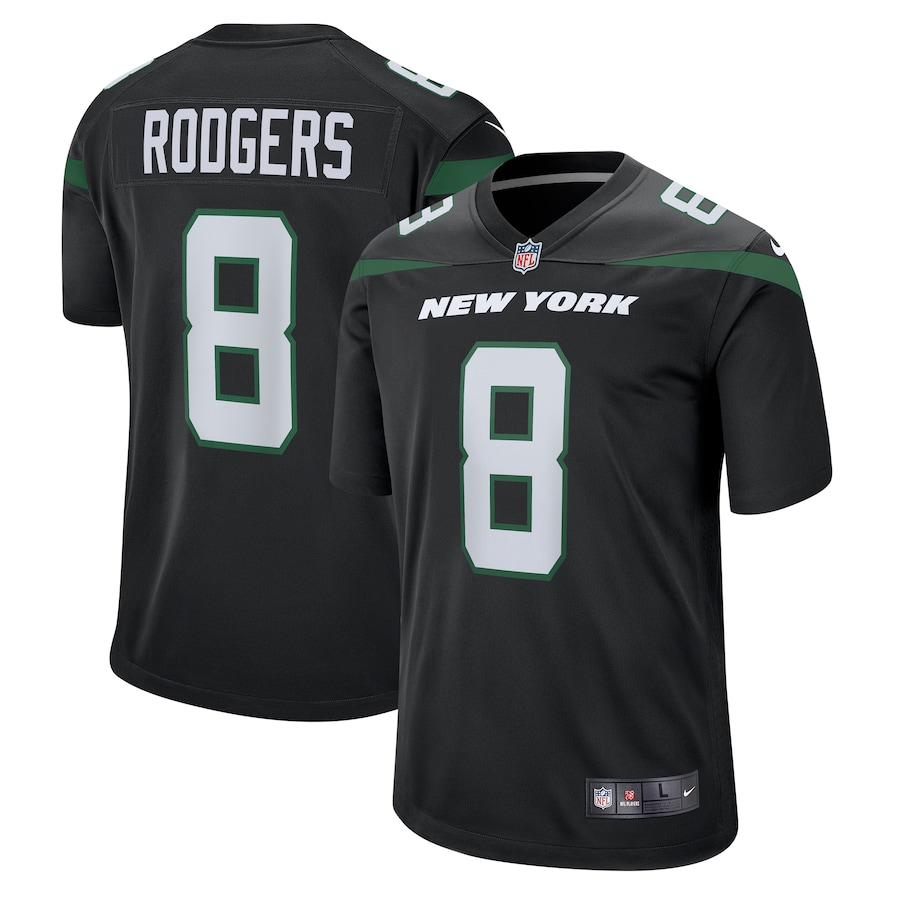 Aaron Rodgers New York Jets Nike Youth Game Jersey - Stealth Black