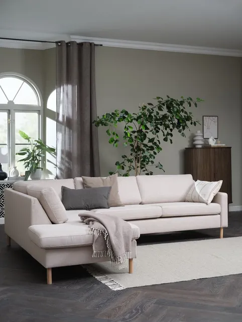 Sofa HELLERUP open-end venstre beige stof/natur eg