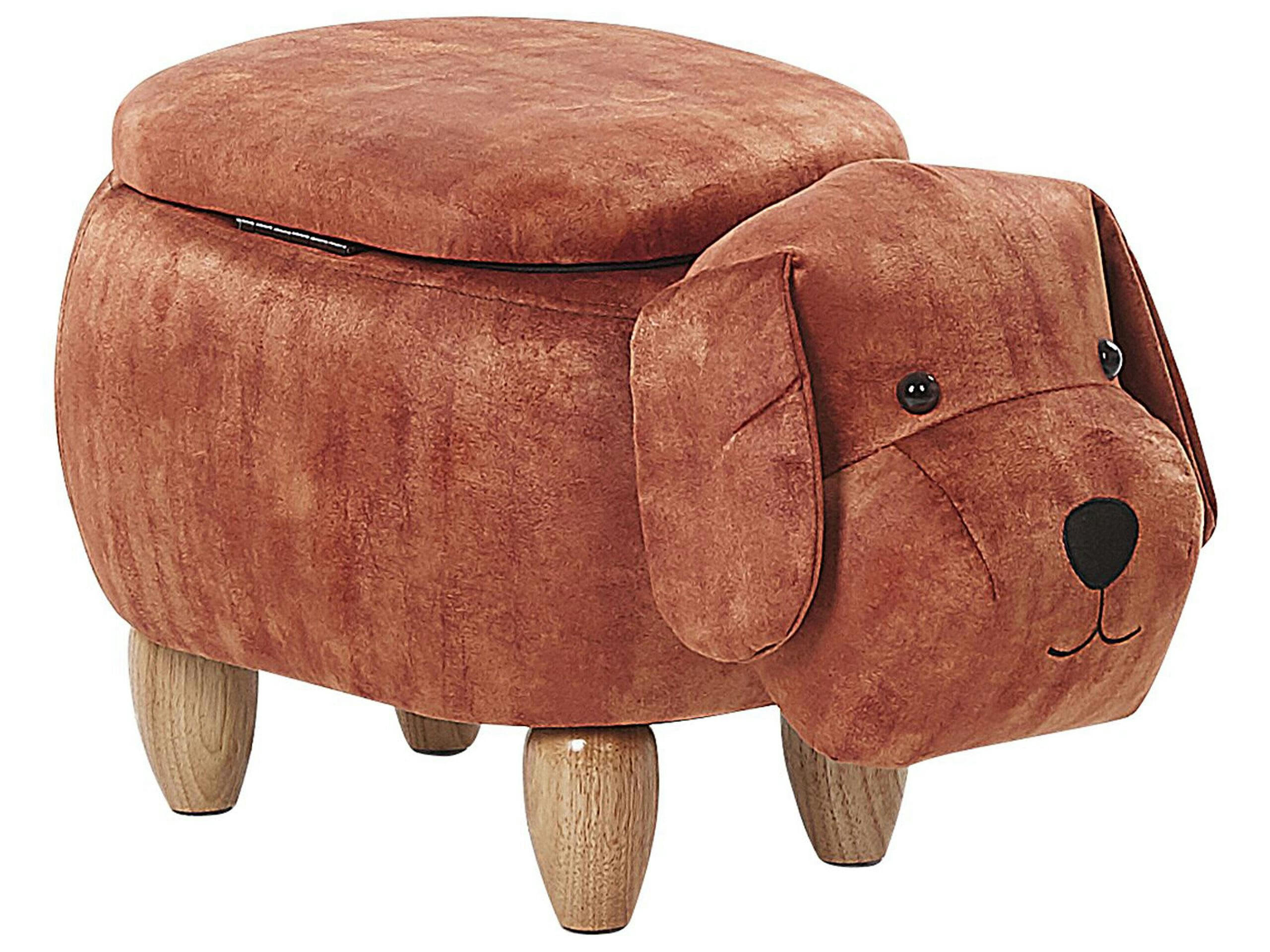 DOGGY - Tabouret enfant en velours marron