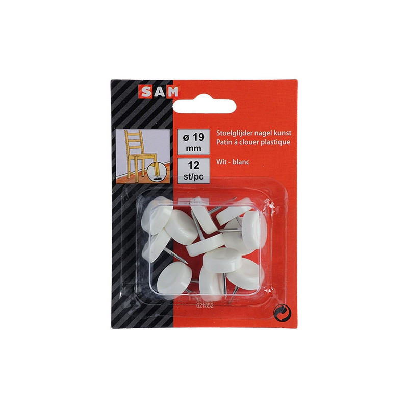 Patin en PVC à clouer blanc Ø 19 mm 12 pièces