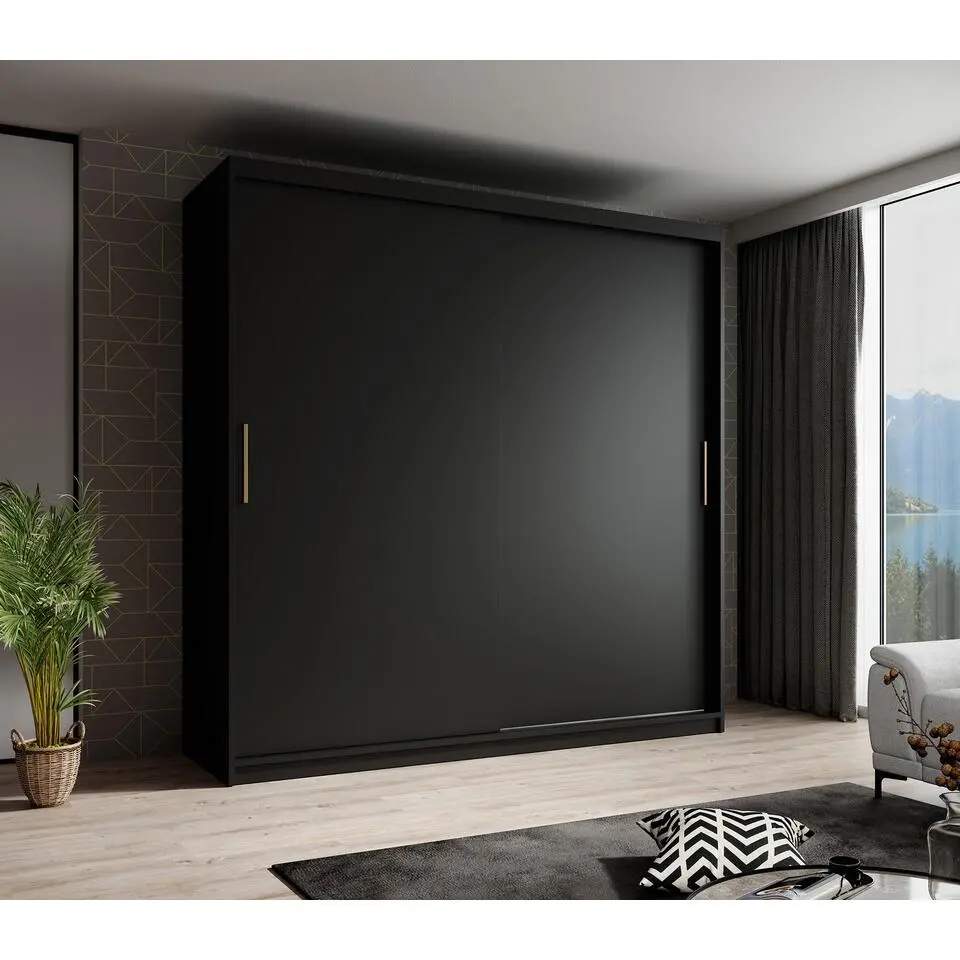 Meubella - Kledingkast Mandalin - Zwart - 200 cm